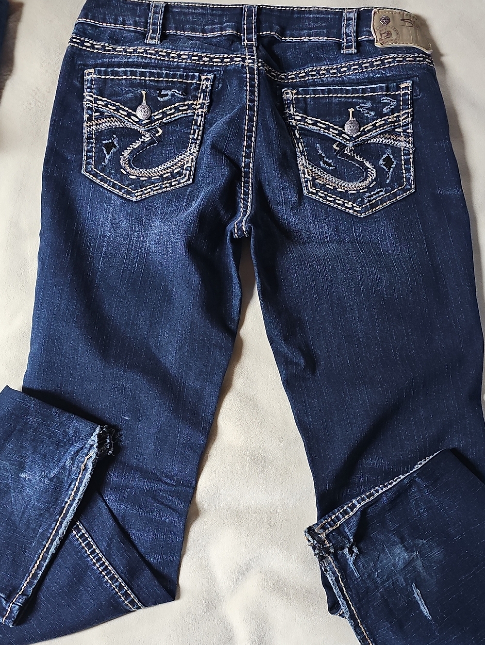 Silver Jeans Indigo Boot Cut Jeans with Embroidered Pockets